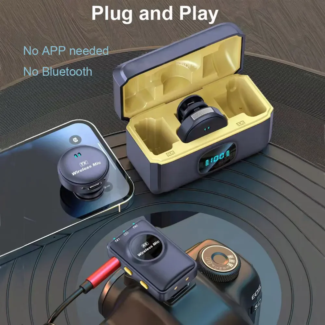 3 in 1 Vlog Interview Live Stream Wireless Microphone Coin Lapel Clip Lavalier Microphone