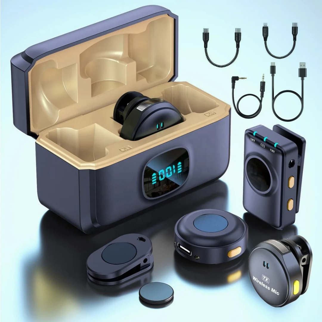 3 in 1 Vlog Interview Live Stream Wireless Microphone Coin Lapel Clip Lavalier Microphone